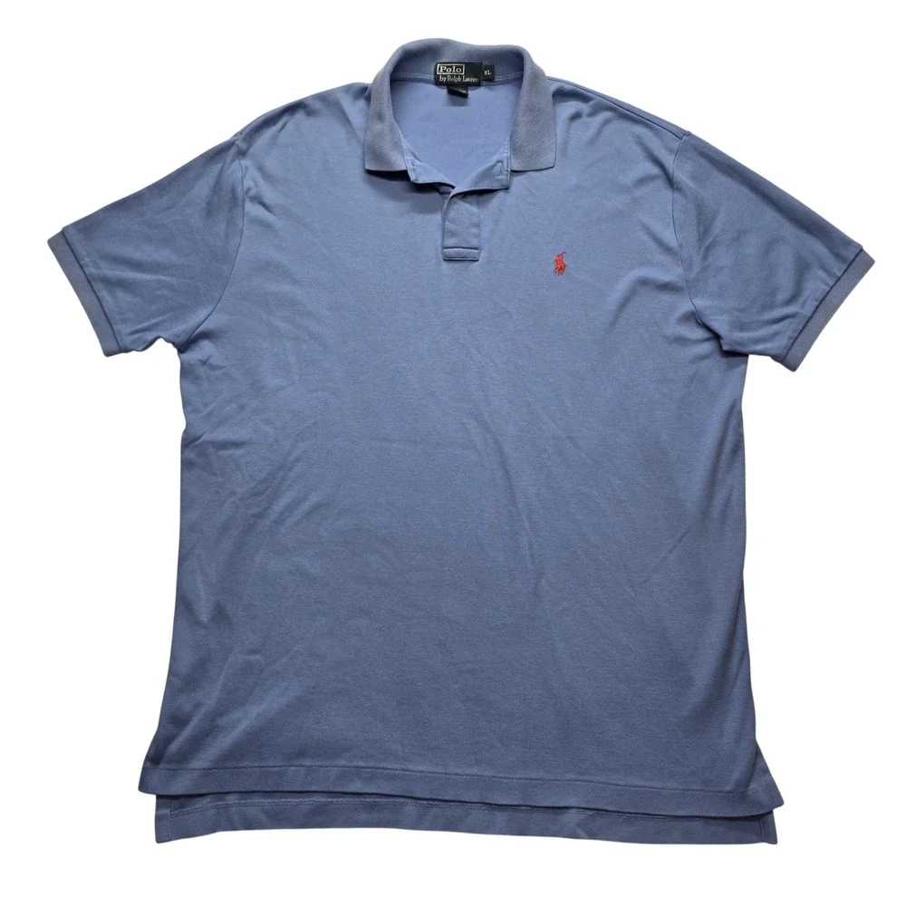Polo Ralph Lauren Mens XL Blue Short Sleeve Cotton Pony Logo Polo Shirt Classic